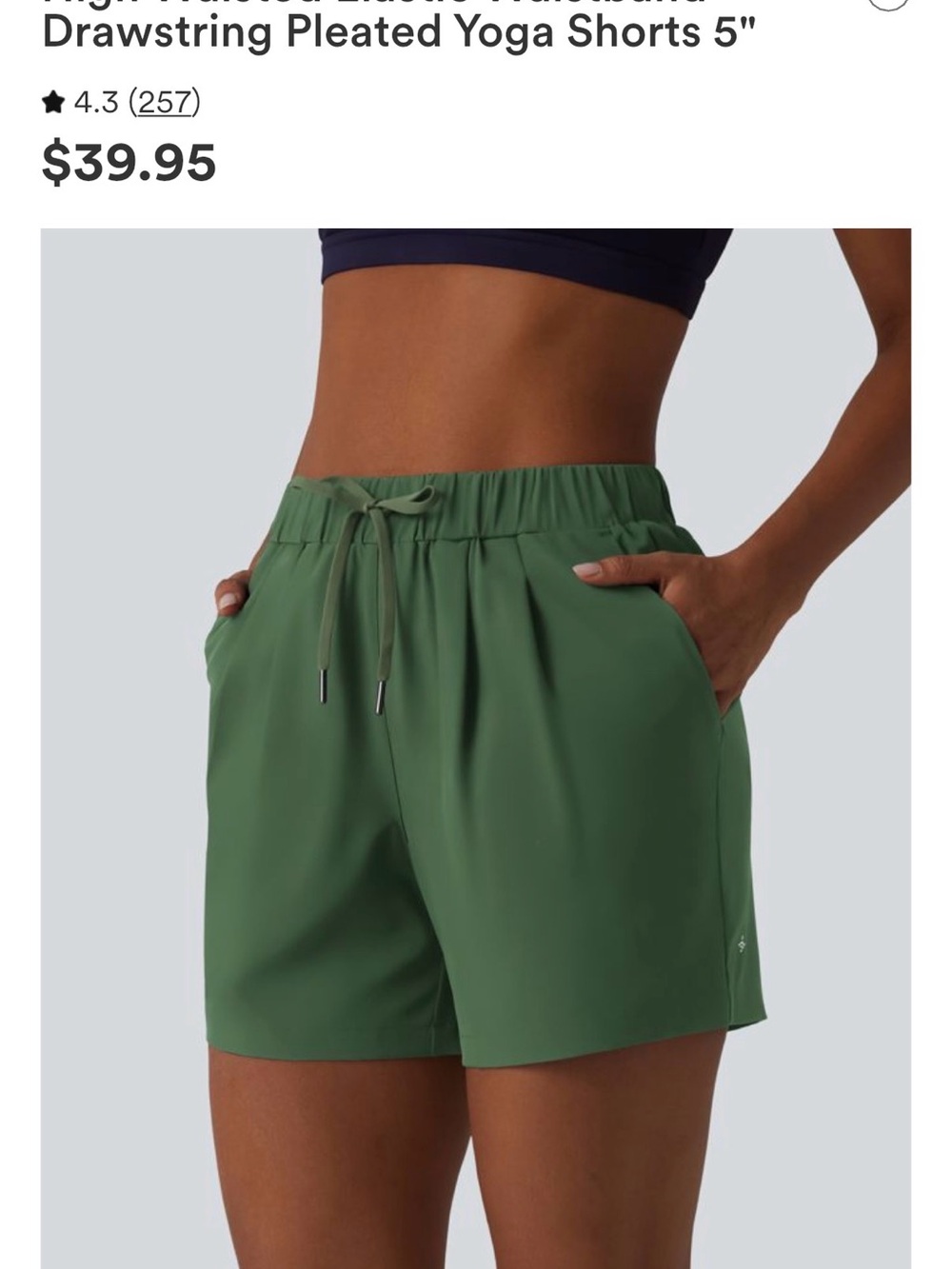 Women’s Halara High Waisted Yoga Shorts Large— Green